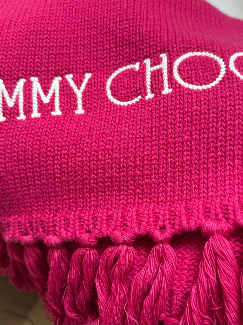 Jimmy Choo scarf with Fringe Logo 70” x  11”